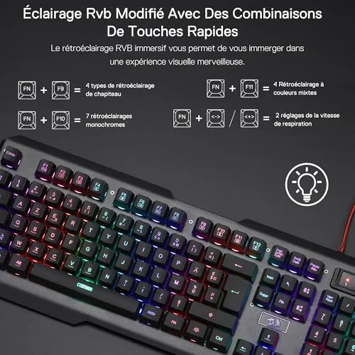 Redragon Centaur K506 clavier gaming AZERTY filaire - vue 3