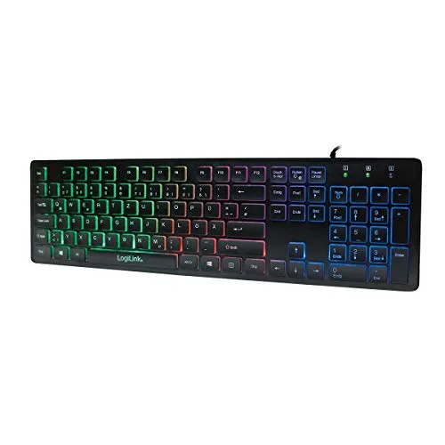 LogiLink ID0138 Clavier Filaire USB Rétroéclairé LED Allemand Noir - vue 2