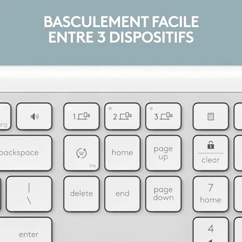 Logitech Signature Slim K950 AZERTY Blanc cassé sans fil - vue 3