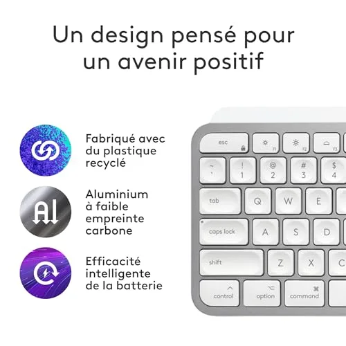 Logitech MX Keys S pour Mac AZERTY Gris Pâle sans fil - vue 5