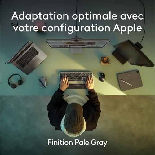 Logitech MX Keys S pour Mac AZERTY Gris Pâle sans fil - vue 9
