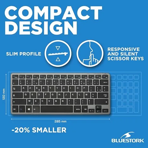 Bluestork KB-Mini R AZERTY sans fil rechargeable gris/noir - vue 3