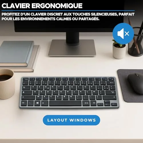 Bluestork KB-Mini R AZERTY sans fil rechargeable gris/noir - vue 4