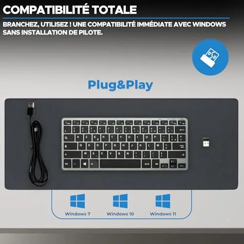 Bluestork KB-Mini R AZERTY sans fil rechargeable gris/noir - vue 9