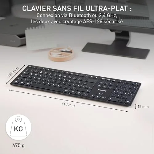 Cherry KW 9100 SLIM Clavier sans fil AZERTY ultra-minme - vue 3