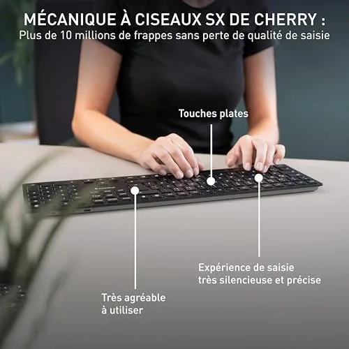 Cherry KW 9100 SLIM Clavier sans fil AZERTY ultra-minme - vue 5