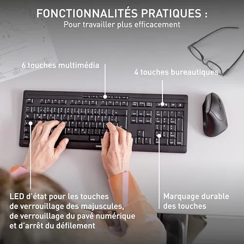 Cherry Stream Keyboard Wireless Bluetooth 2.4 GHz Membrane Silencieuse - vue 7