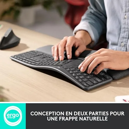 Logitech ERGO K860 Clavier sans fil AZERTY ergonomique avec repose-poignets - vue 3