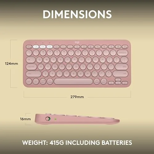 Logitech Pebble Keys 2 K380s Rose US INTL Silencieux - vue 9