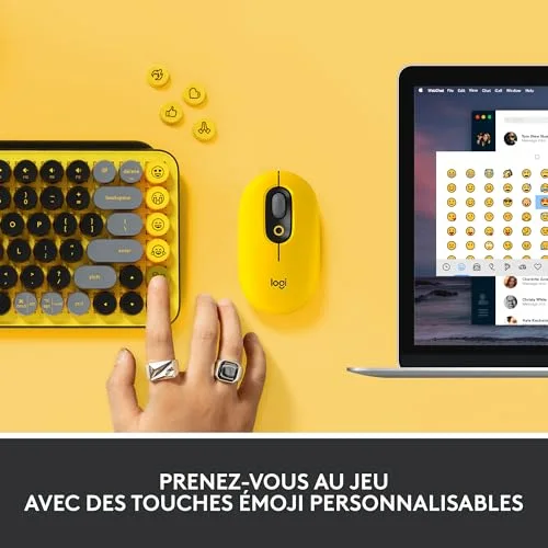 Logitech Pop Keys Jaune AZERTY Mécanique sans Fil - vue 3