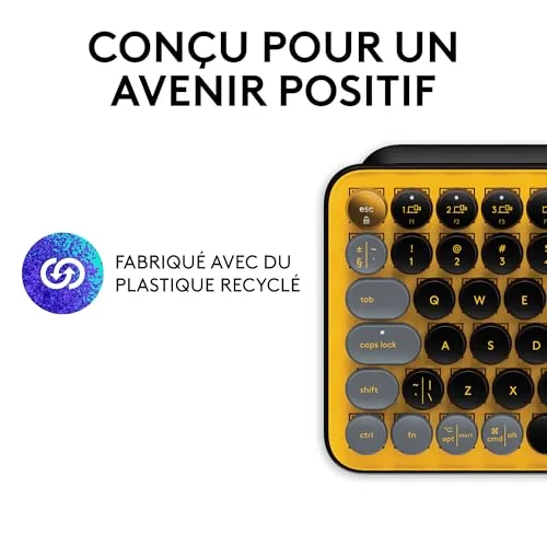 Logitech Pop Keys Jaune AZERTY Mécanique sans Fil - vue 5