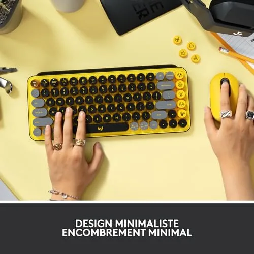 Logitech Pop Keys Jaune AZERTY Mécanique sans Fil - vue 7
