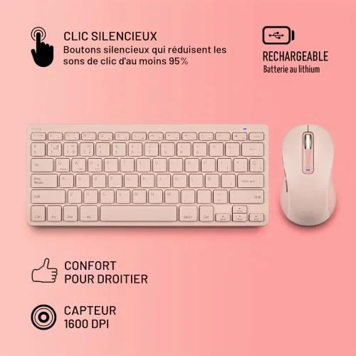 NGS Fantasy Kit clavier-souris sans fil rose - vue 2