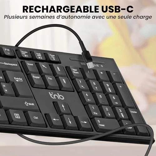 TNB Classy+ Rechargeable Bluetooth Noir AZERTY - vue 3