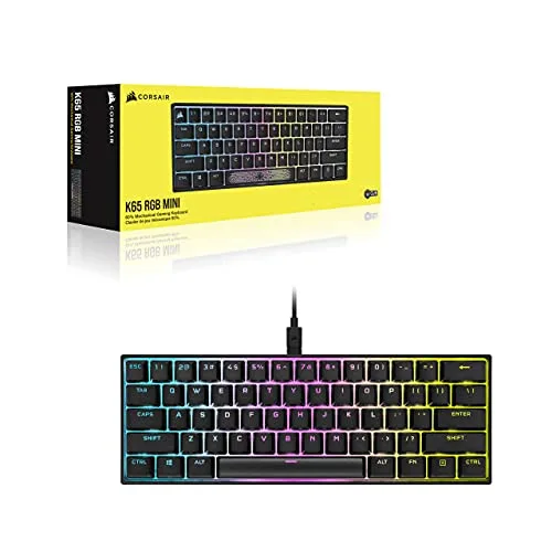 Corsair K65 RGB Mini 60% Cherry MX Red AZERTY Noir - vue 9