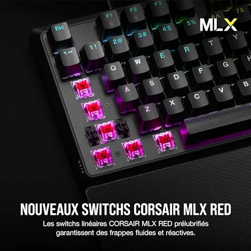 Corsair K70 Core RGB Full-size AZERTY avec Repose-Paume MLX Red - vue 3