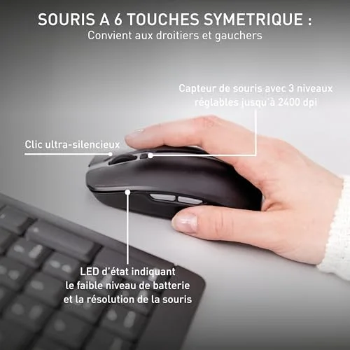 Cherry Stream Desktop Ensemble Clavier et Souris 2.4 GHz AZERTY - vue 4