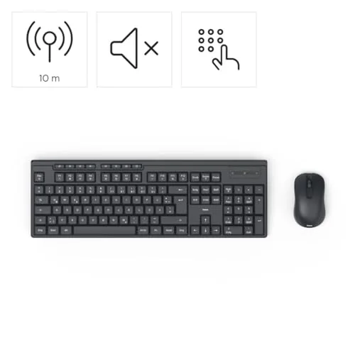 Hama WKM-100 Ensemble clavier et souris sans fil 2,4 GHz Noir Membrane - vue 2