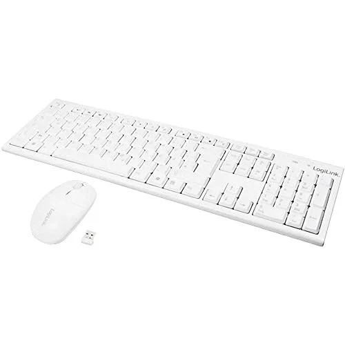 LogiLink ID0104W Clavier et Souris Sans Fil 2.4 GHz Blanc