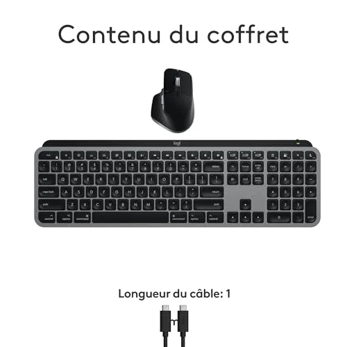 Logitech MX Keys S Combo for Mac Gris Sidéral AZERTY - vue 9