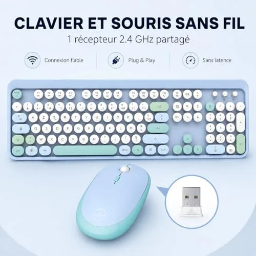 Mobility Lab Pure Color Combo Bleu Clavier Souris Sans Fil - vue 2