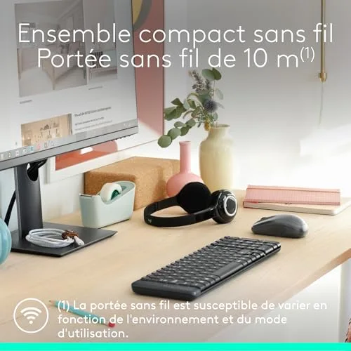 Logitech MK220 Ensemble Clavier Souris Sans Fil AZERTY Noir - vue 2