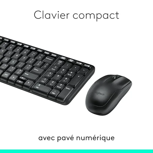 Logitech MK220 Ensemble Clavier Souris Sans Fil AZERTY Noir - vue 3