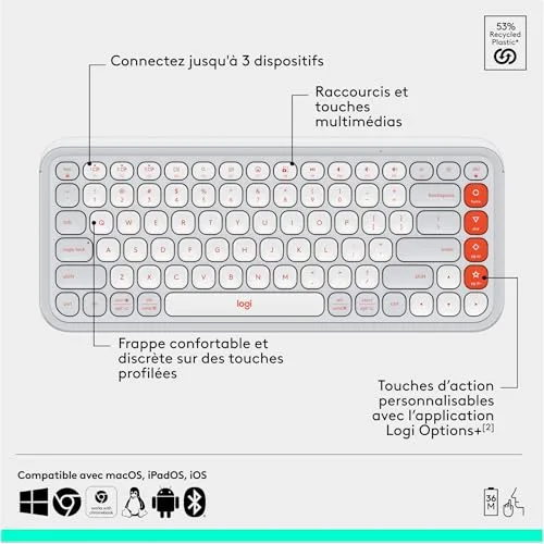 Logitech POP Icon Combo AZERTY Blanc - vue 6