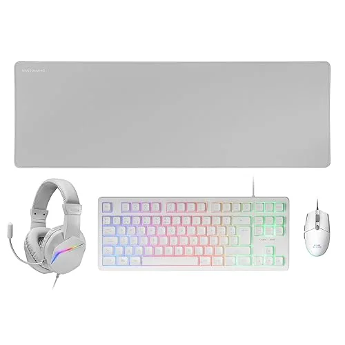 Mars Gaming MCP-RGB3WFR Combo 4-en-1 AZERTY Blanc