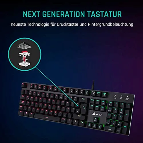 KLIM Dash Clavier mécanique AZERTY Low Profile Red RGB - vue 8