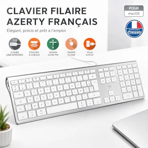Mobility Lab ML304304 Clavier Design Touch Filaire AZERTY Blanc et argenté - vue 2
