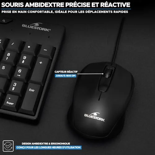 Bluestork Media Office Pack Clavier Souris Filaire AZERTY - vue 6