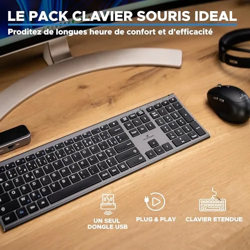 Bluestork Pack Grapheme Sans Fil AZERTY Rechargeable - vue 2