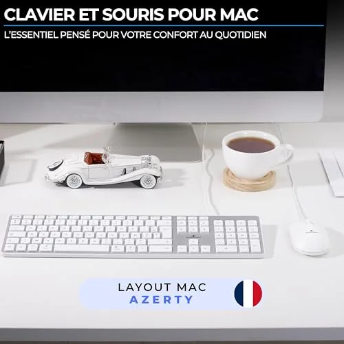 Bluestork KB Mac Filaire Blanc AZERTY Membrane Silencieuse - vue 2