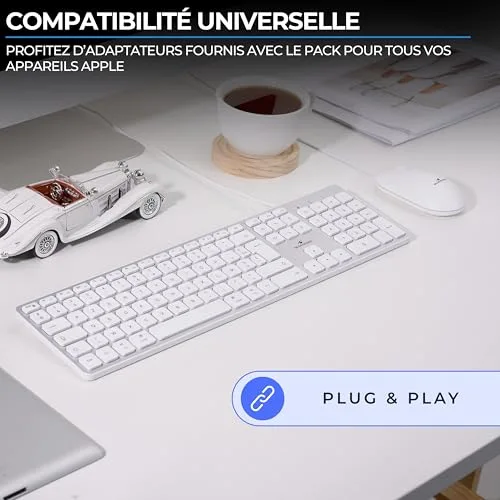 Bluestork KB Mac Filaire Blanc AZERTY Membrane Silencieuse - vue 3