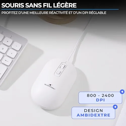 Bluestork KB Mac Filaire Blanc AZERTY Membrane Silencieuse - vue 6