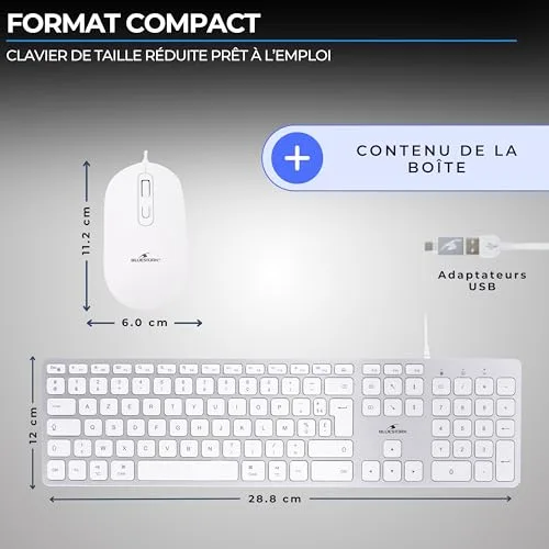 Bluestork KB Mac Filaire Blanc AZERTY Membrane Silencieuse - vue 7