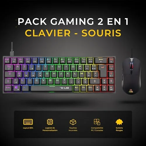 The G-Lab Combo Titan Pack Gamer 2 en 1 Clavier Mécanique Souris 12800 DPI - vue 2