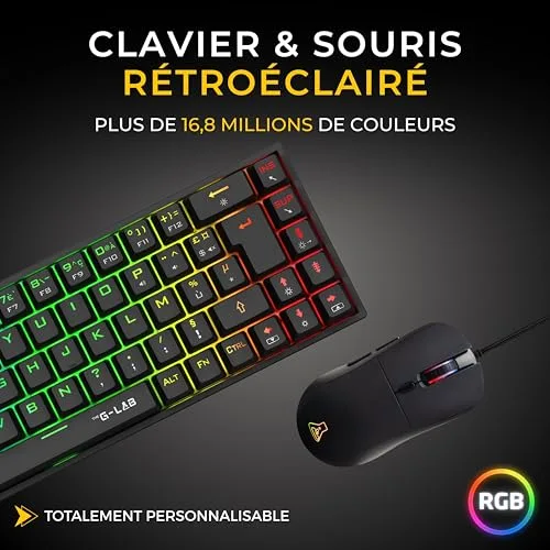 The G-Lab Combo Titan Pack Gamer 2 en 1 Clavier Mécanique Souris 12800 DPI - vue 3
