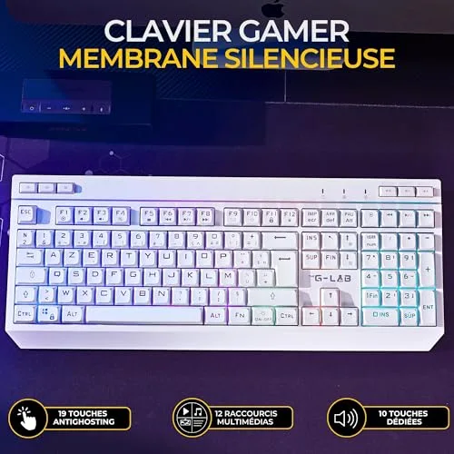 THE G-LAB Combo Tungsten EX Blanc Clavier + Souris Sans Fil - vue 4