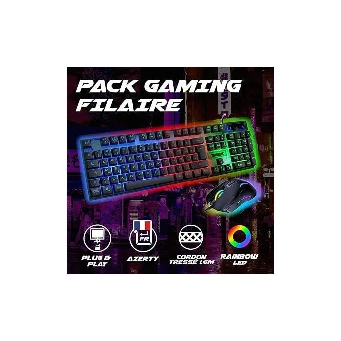 AKUMA Sentai C02 Pack Clavier Membrane + Souris 3600 DPI Filaire