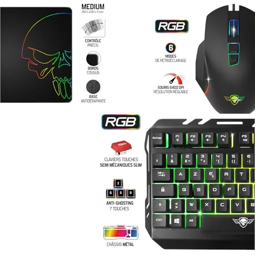 Spirit of Gamer PRO-MK5 Pack Gaming Clavier Semi-méca RGB + Souris 6400 DPI - vue 2