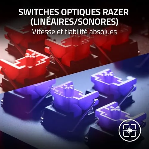 Razer Huntsman V2 Purple Switch clavier gaming optique AZERTY - vue 3