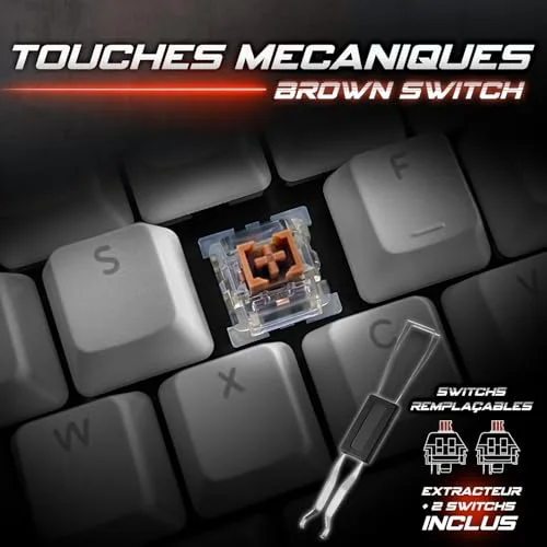 Spirit of Gamer XPERT-K350 Grey Mécanique Hot-Swap RGB - vue 3