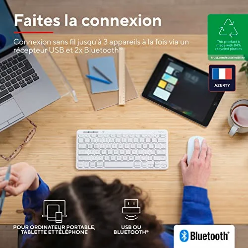 Trust Lyra Pack clavier-souris sans fil Bluetooth AZERTY - vue 2