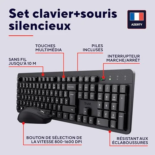 Trust Ymo II Pack clavier et souris sans fil AZERTY - vue 3