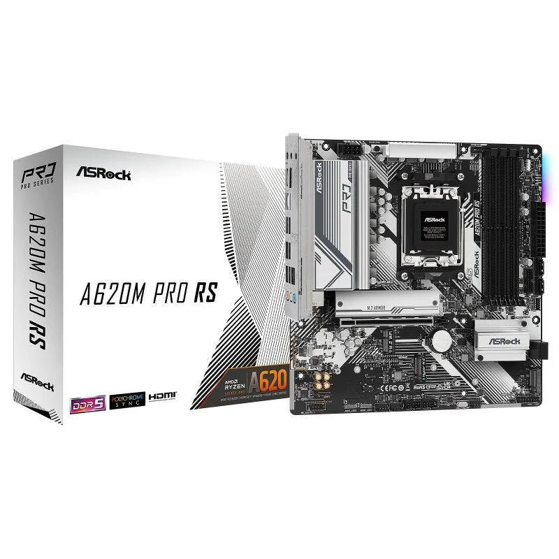 ASRock A620 AMDMicro ATX A620M Pro RS WiFi192 Go 3x WiFi 6E GRGB 