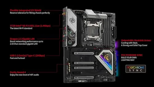 ASRock X299 Taichi CLX - Carte mère ATX Socket 2066 Intel X299 Express - 8x DDR4 - SATA 6Gb/s + M.2 - USB 3.2 2x2 - vue 2