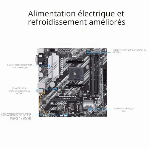 Carte mère - ASUS - PRIME B550M-A - DDR4 SDRAM - SATA-600 - PCI-Express 4.0 16x - vue 3