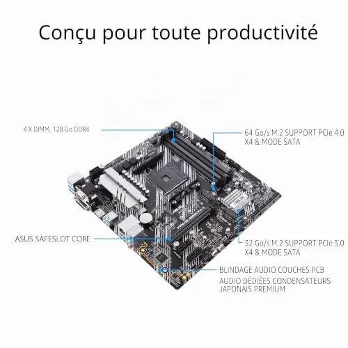 Carte mère - ASUS - PRIME B550M-A - DDR4 SDRAM - SATA-600 - PCI-Express 4.0 16x - vue 4